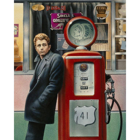 James Dean White Modern Wood Framed Art Print by Yellow Cafe