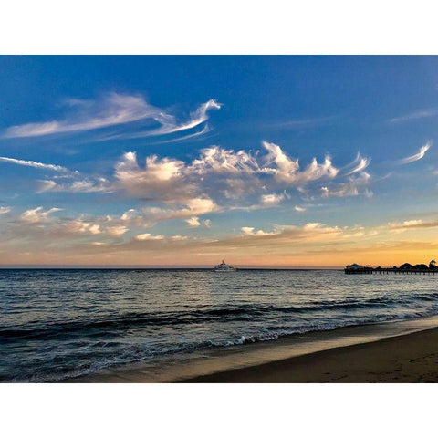 Sunset White Modern Wood Framed Art Print by Yellow Cafe