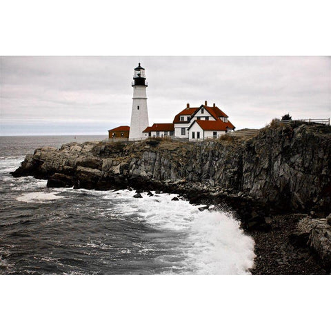 Lighthouse White Modern Wood Framed Art Print by Yellow Cafe