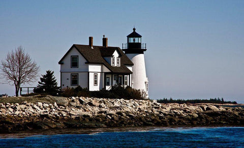 Lighthouse II Black Ornate Wood Framed Art Print with Double Matting by Yellow Cafe