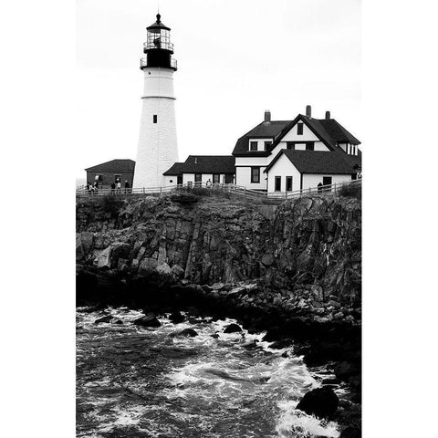 Black and Lighthouse Black Modern Wood Framed Art Print with Double Matting by Yellow Cafe