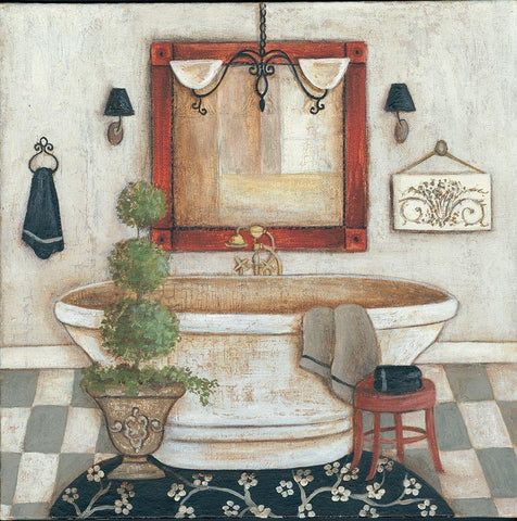 Casual Bath II Black Ornate Wood Framed Art Print with Double Matting by Yellow Cafe