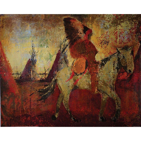 Native American Scene II Gold Ornate Wood Framed Art Print with Double Matting by Yellow Cafe