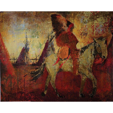 Native American Scene II Black Modern Wood Framed Art Print by Yellow Cafe