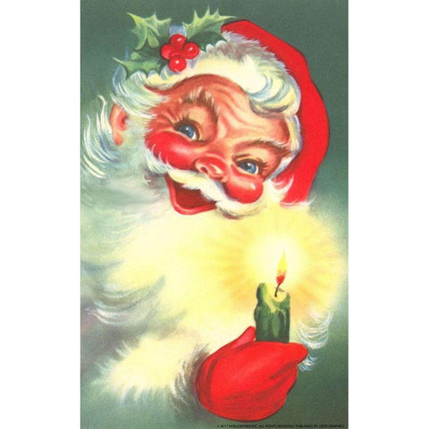 Santa Candle Black Modern Wood Framed Art Print with Double Matting by Yellow Cafe