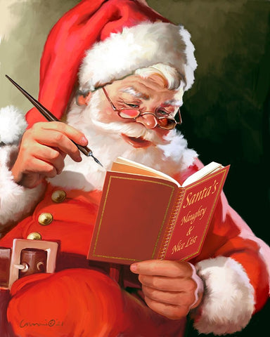 Naughty and Nice White Modern Wood Framed Art Print with Double Matting by Yellow Cafe