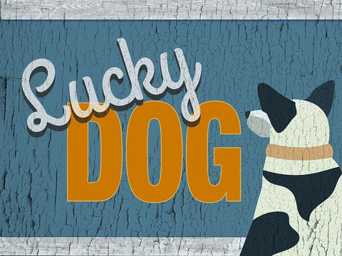 Lucky Dog Black Ornate Wood Framed Art Print with Double Matting by Yellow Cafe