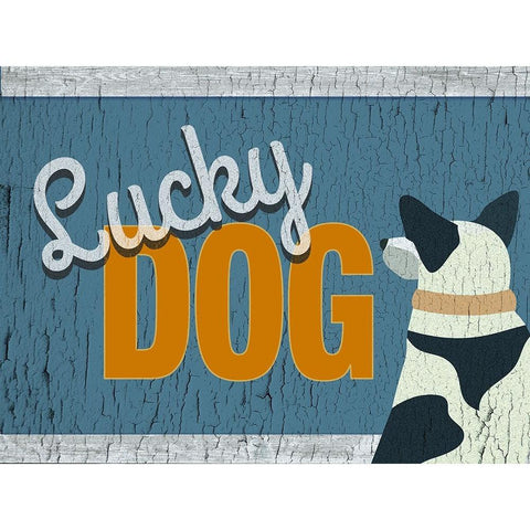 Lucky Dog White Modern Wood Framed Art Print by Yellow Cafe
