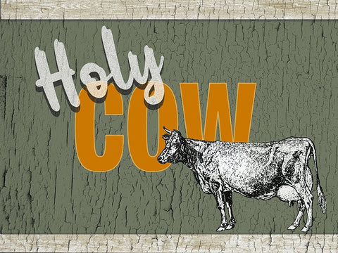 Holy Cow White Modern Wood Framed Art Print with Double Matting by Yellow Cafe