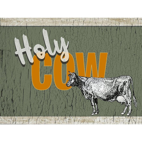 Holy Cow Black Modern Wood Framed Art Print with Double Matting by Yellow Cafe