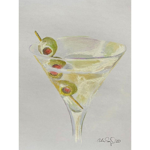 Martini Time White Modern Wood Framed Art Print by Yellow Cafe