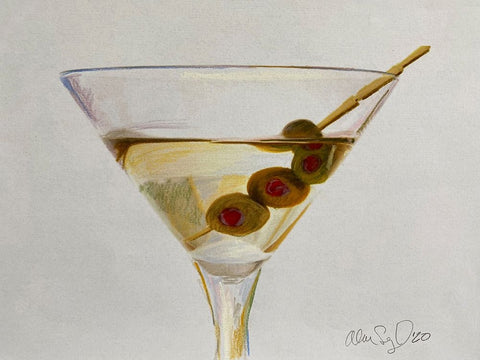 Martini Time II White Modern Wood Framed Art Print with Double Matting by Yellow Cafe