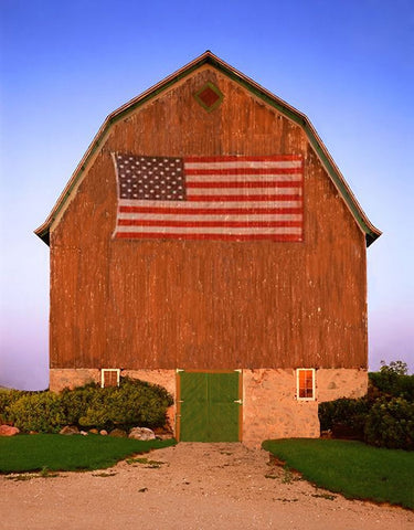 Americana Barn White Modern Wood Framed Art Print with Double Matting by Yellow Cafe