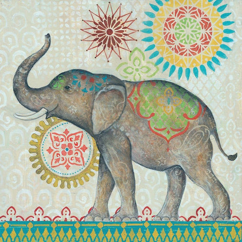 Elephant Gold Ornate Wood Framed Art Print with Double Matting by Yellow Cafe