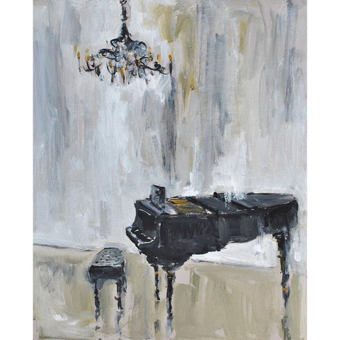 Baby Grand Black Modern Wood Framed Art Print with Double Matting by Yellow Cafe