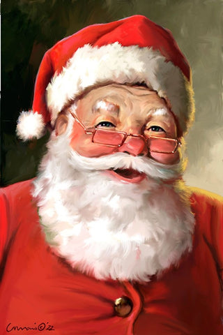 Santa Close Up White Modern Wood Framed Art Print with Double Matting by Yellow Cafe