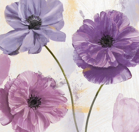 Plum Poppies I Black Ornate Wood Framed Art Print with Double Matting by Sommers, Mindy