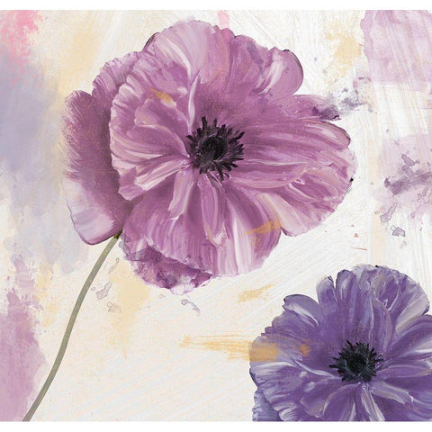 Plum Poppies II Black Modern Wood Framed Art Print with Double Matting by Sommers, Mindy