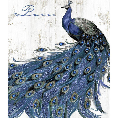 Cobalt Peacock White Modern Wood Framed Art Print by Sommers, Mindy