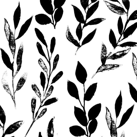 Inky leaves Black Modern Wood Framed Art Print by Sommers, Mindy