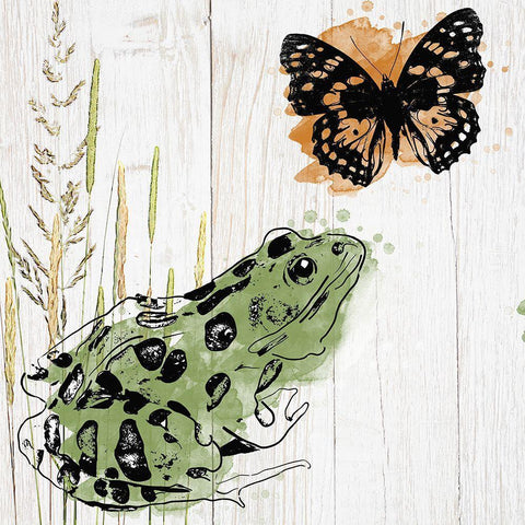 Frog and Friend Black Modern Wood Framed Art Print with Double Matting by Sommers, Mindy