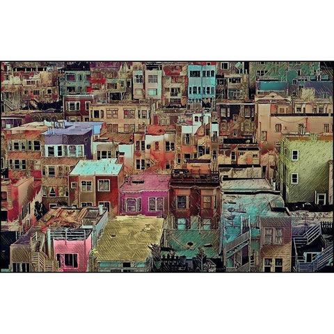 Windows and Neighbors Black Modern Wood Framed Art Print with Double Matting by Sommers, Mindy