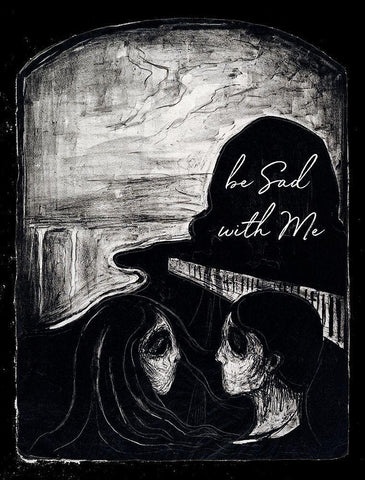 Be Sad with Me White Modern Wood Framed Art Print with Double Matting by Sommers, Mindy