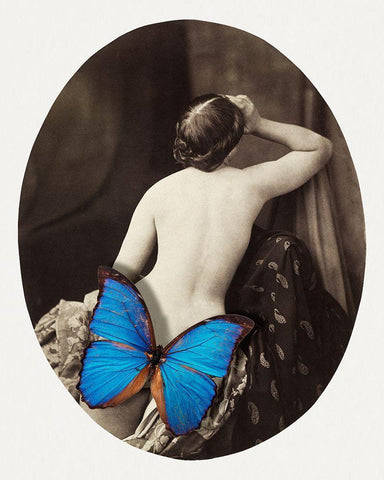 Butterfly girl Black Ornate Wood Framed Art Print with Double Matting by Sommers, Mindy