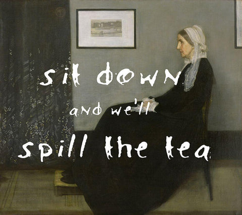 Spill the Tea Black Ornate Wood Framed Art Print with Double Matting by Sommers, Mindy