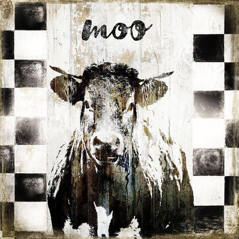 Moo Black Modern Wood Framed Art Print with Double Matting by Sommers, Mindy