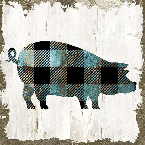 Pig Black Modern Wood Framed Art Print with Double Matting by Sommers, Mindy