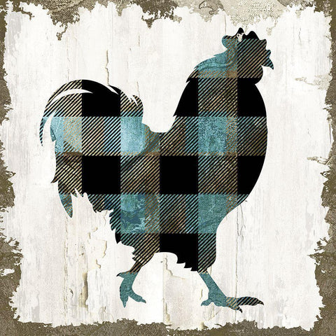 Rooster Black Modern Wood Framed Art Print with Double Matting by Sommers, Mindy