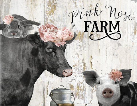 Pink Nose Farm I Black Ornate Wood Framed Art Print with Double Matting by Sommers, Mindy