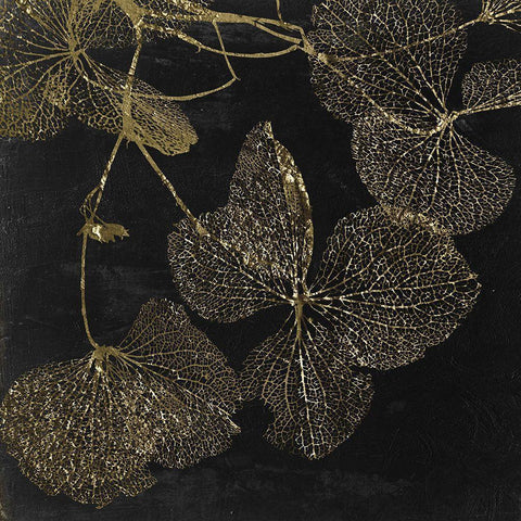 Gilded Leaves II White Modern Wood Framed Art Print with Double Matting by Sommers, Mindy