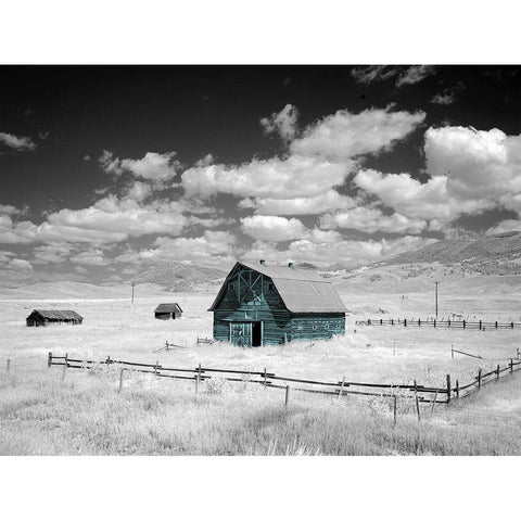 Aqua Barn White Modern Wood Framed Art Print by Sommers, Mindy