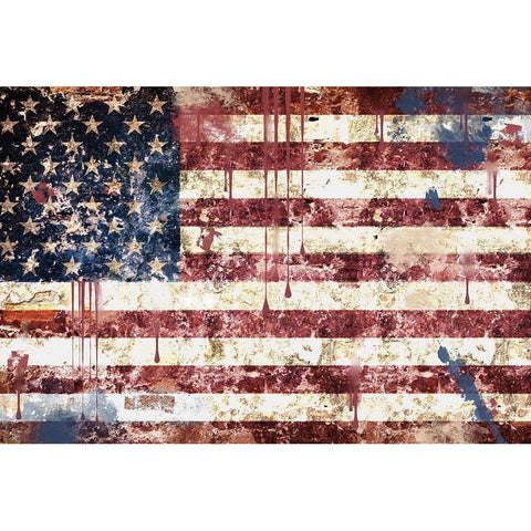 Grunge Flag Black Modern Wood Framed Art Print with Double Matting by Sommers, Mindy