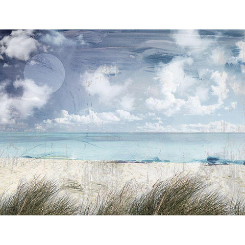 Cloudy Beach Black Modern Wood Framed Art Print by Sommers, Mindy