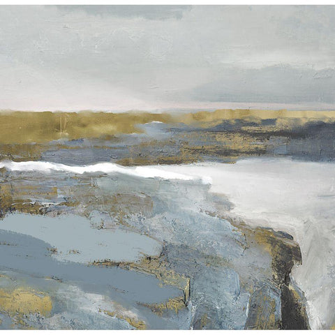 Golden Cliffs Black Modern Wood Framed Art Print by Sommers, Mindy