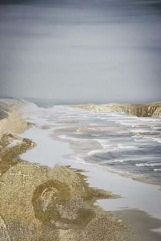 Golden Shore White Modern Wood Framed Art Print with Double Matting by Sommers, Mindy