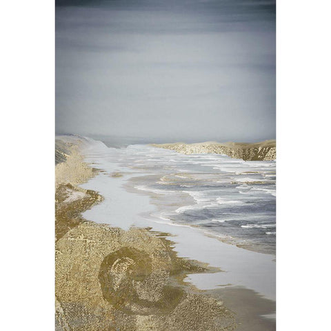 Golden Shore White Modern Wood Framed Art Print by Sommers, Mindy