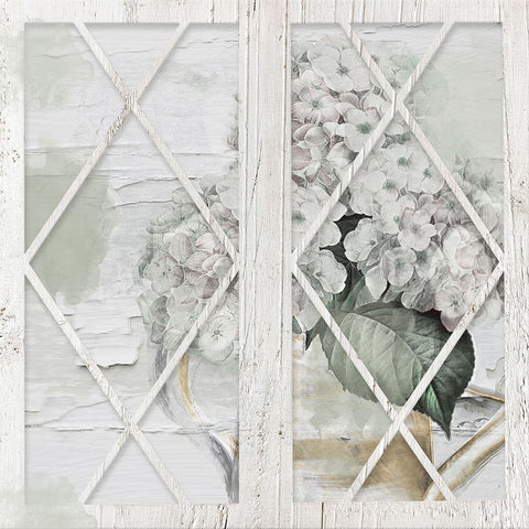 Shabby Hydrangea White Modern Wood Framed Art Print by Sommers, Mindy