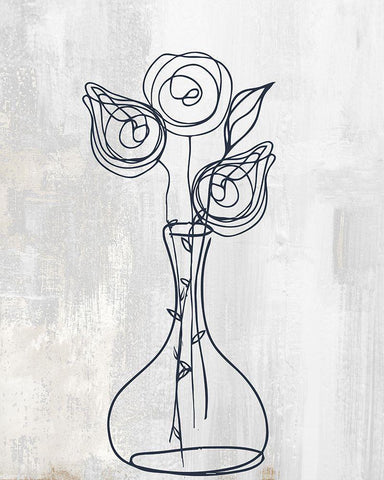 Rosettes White Modern Wood Framed Art Print with Double Matting by Sommers, Mindy