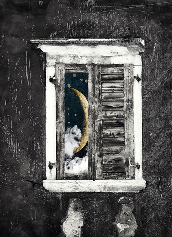 Moon Window White Modern Wood Framed Art Print with Double Matting by Sommers, Mindy