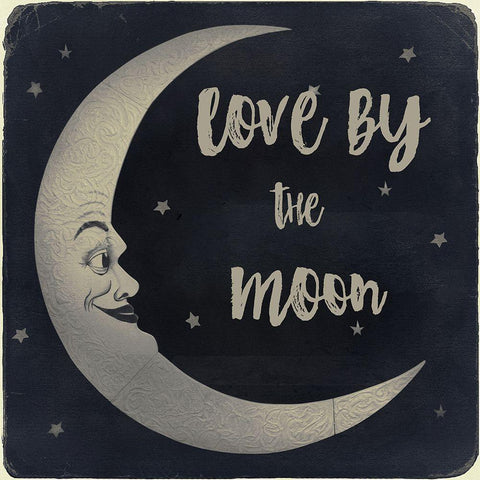 Love by the Moon Black Ornate Wood Framed Art Print with Double Matting by Sommers, Mindy