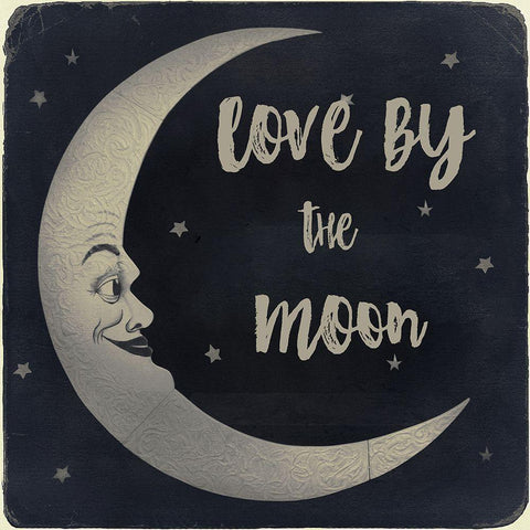 Love by the Moon Black Modern Wood Framed Art Print by Sommers, Mindy