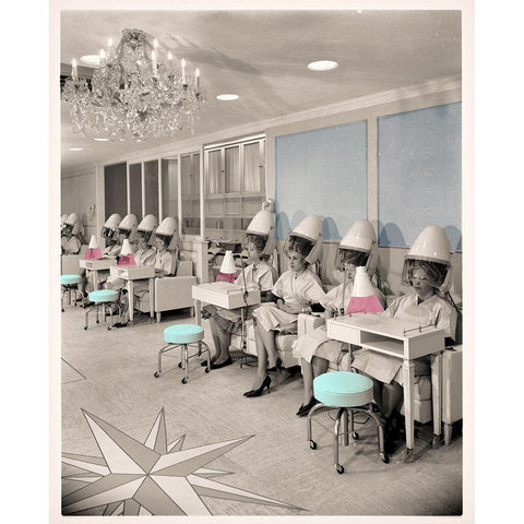 Vintage Hair Salon White Modern Wood Framed Art Print by Sommers, Mindy