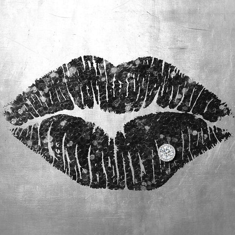 Dark Kiss Black Modern Wood Framed Art Print by Sommers, Mindy