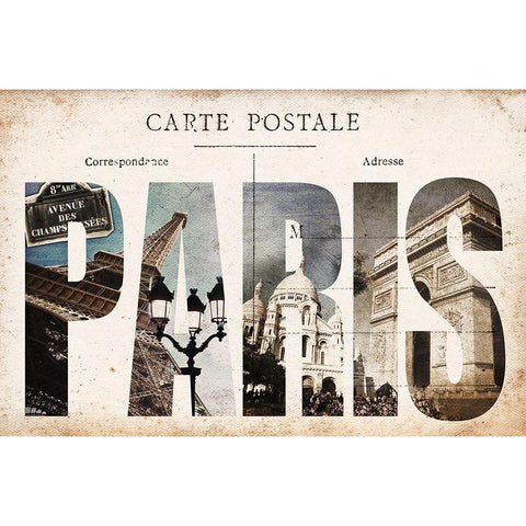 Paris Postcard Black Modern Wood Framed Art Print with Double Matting by Sommers, Mindy