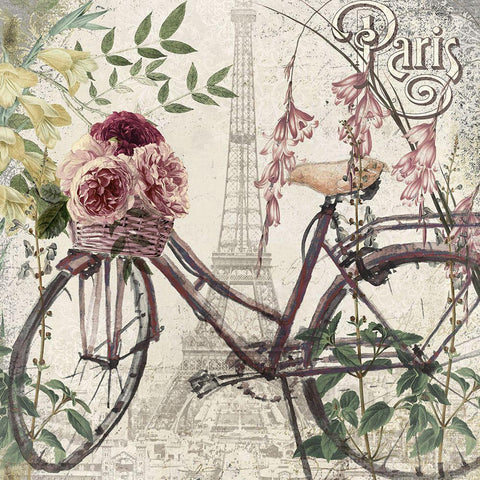 Riding Through Paris White Modern Wood Framed Art Print by Sommers, Mindy