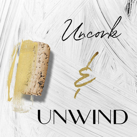 Uncork and Unwind Black Modern Wood Framed Art Print with Double Matting by Sommers, Mindy